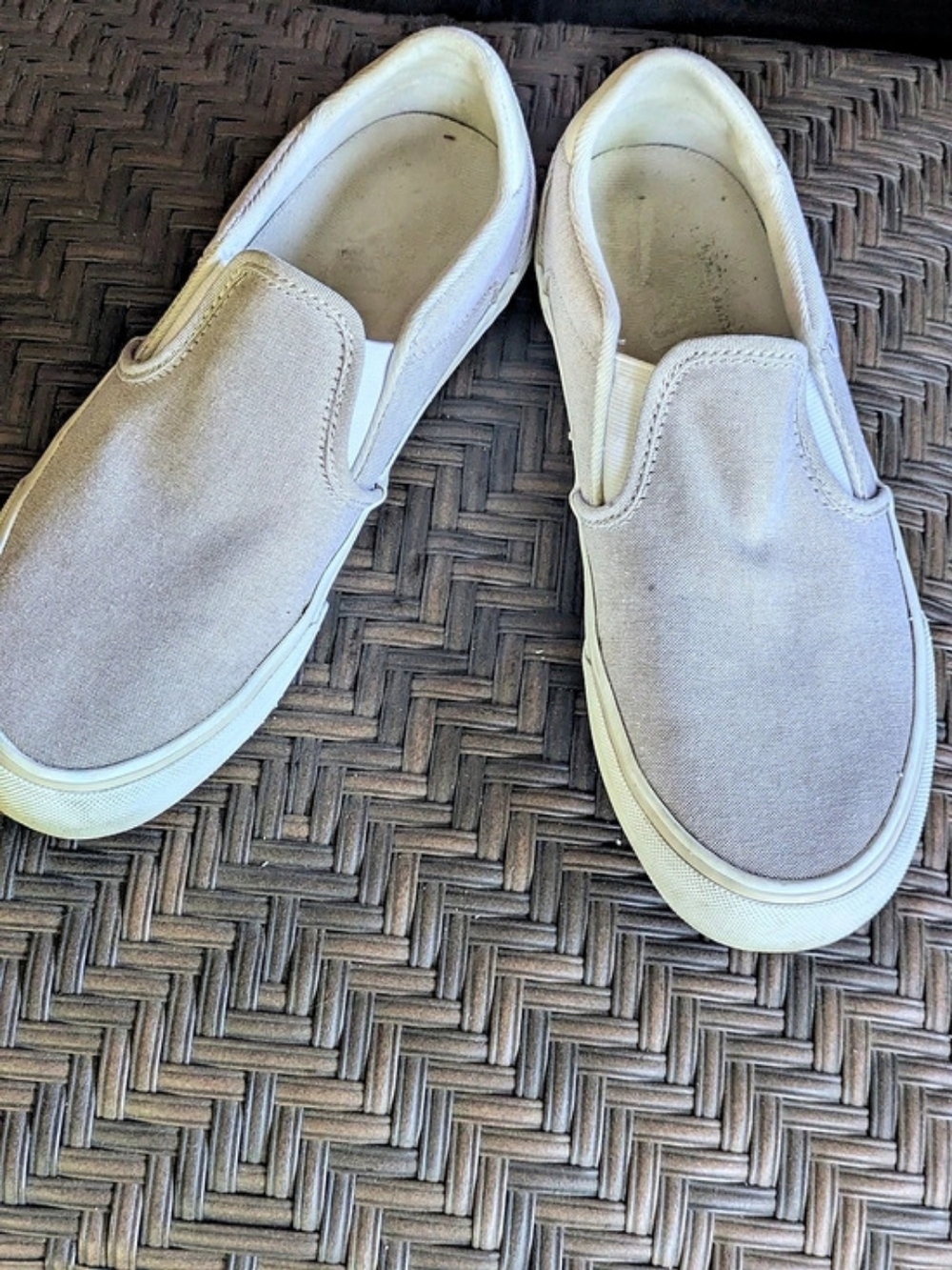 Vans Classic Slip-On Sneakers White & Tan/Gray US 8.5